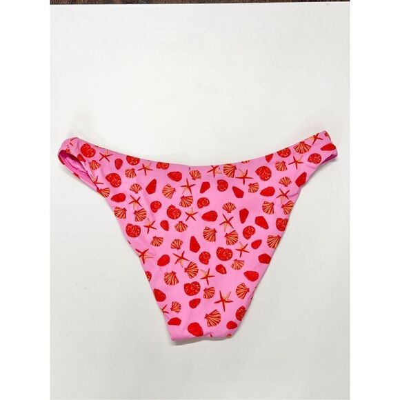 AQUA Printed Bikini Bottom Swimwear Beach Shells in Pink Size Large NEW - Picture 3 of 6